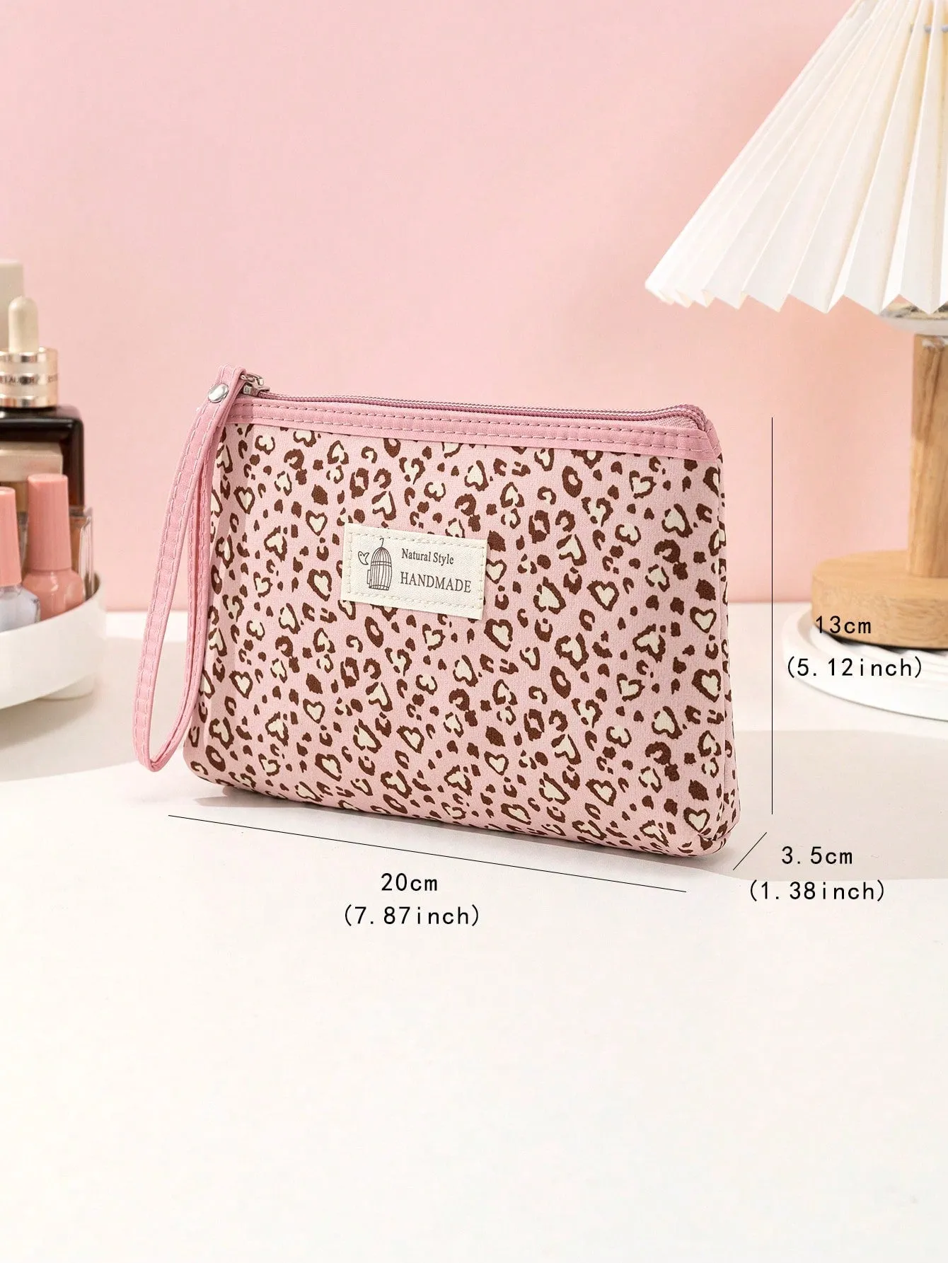 Pink Leopard Makeup Bag Cosmetic Organizer Toiletries Bag Makeup Organizer Zip