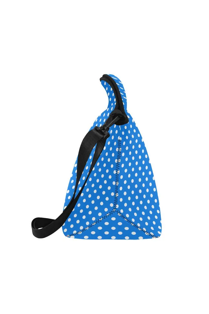 Polka Dot on Blue Neoprene Lunch Bag/Large (Model 1669)