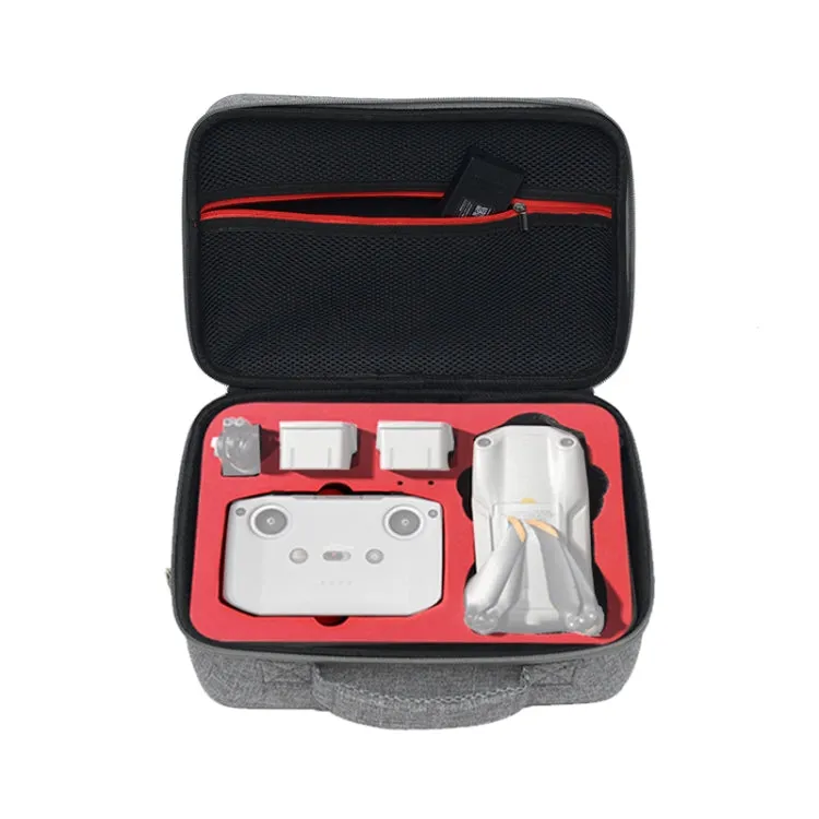 Portable Carry Case Waterproof Scratch-proof Anti-shock Travel Carrying Cover Case Box for DJI Air 2s(Grey Red Liner)