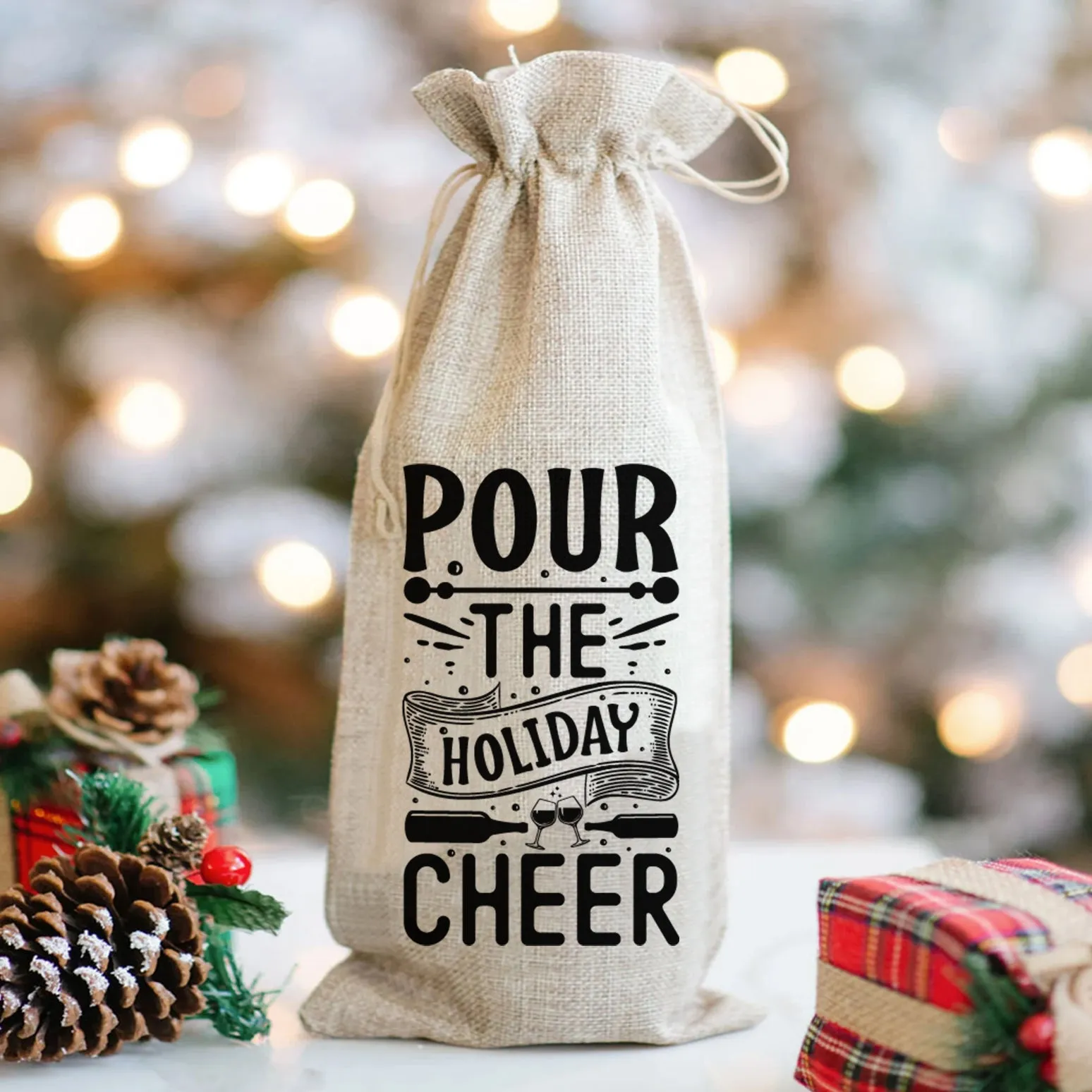 Pour The Holiday Cheer - Wine Bag