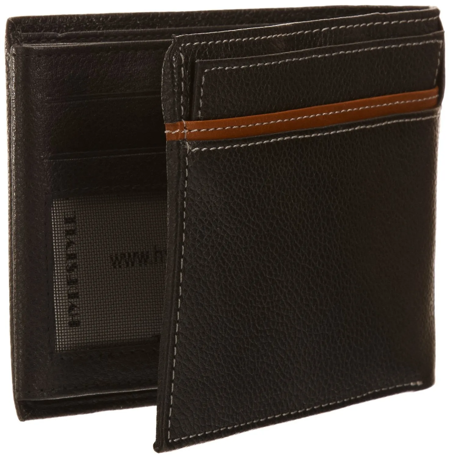 Pratico - mens ID pullout leather trifold wallet #GW51 Black