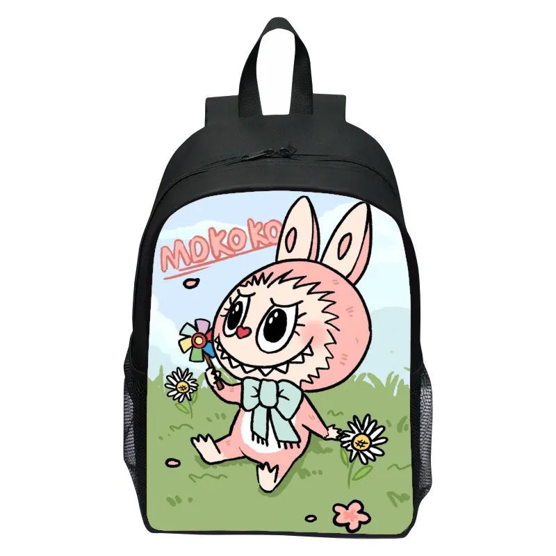 Printed Rabbit Labubu Schoolbag Elementary School Student Cartoon Cute Backpack 123 Grade Doll Boys and Girls