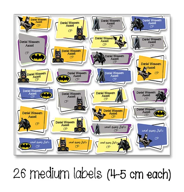 ""Batman" School labels packs