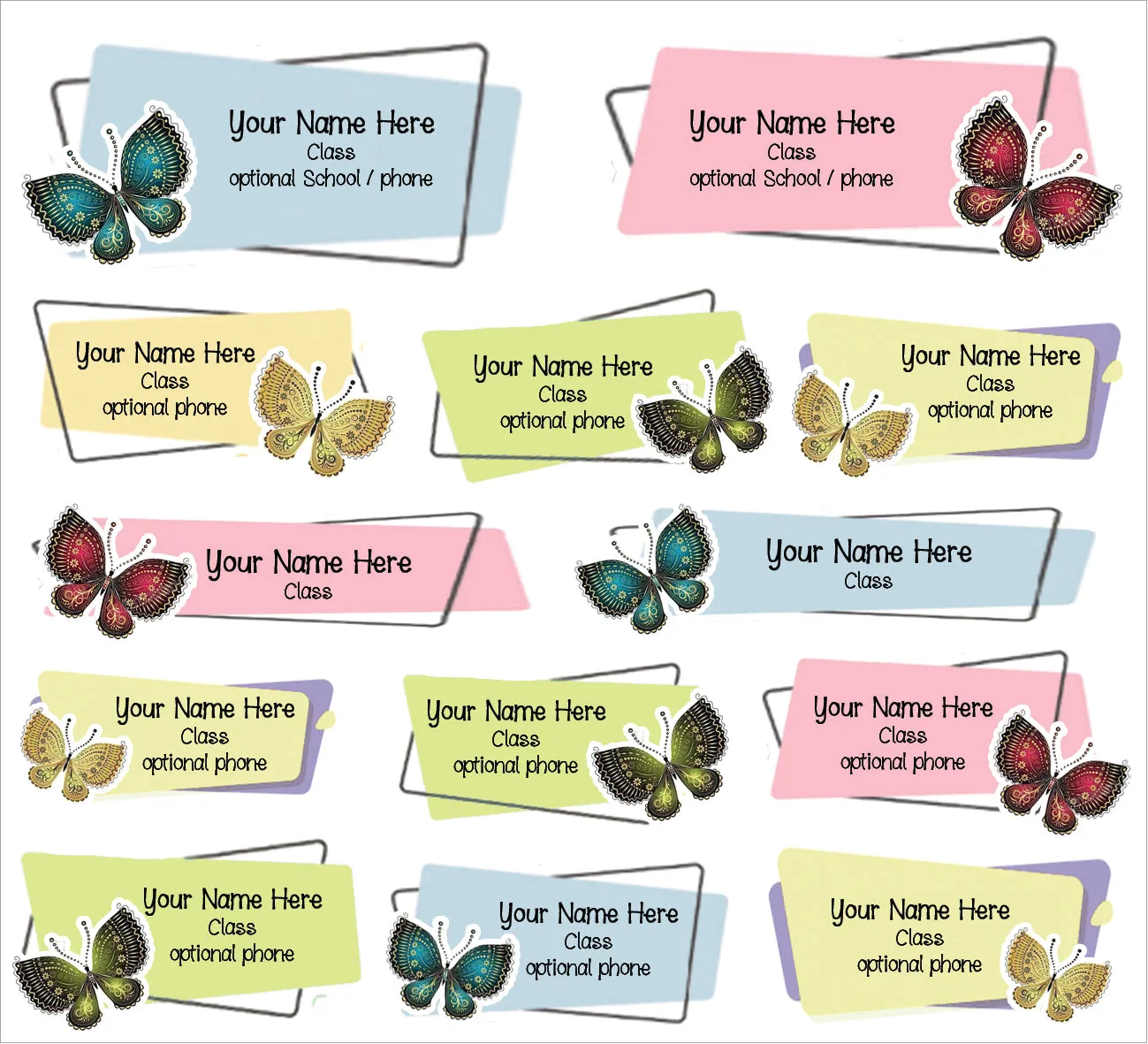 ""Butterflies" School labels packs