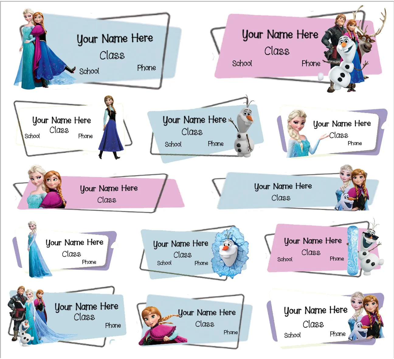 ""Frozen" school labels packs