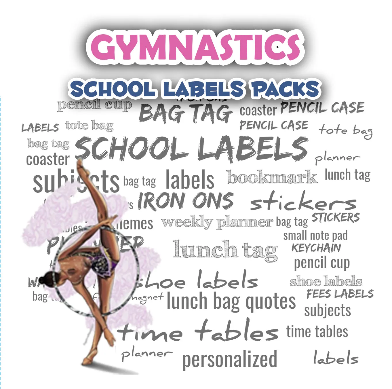 ""Gymnastics" school labels packs