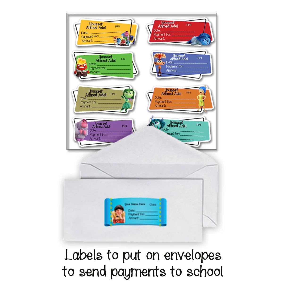 ""Inside out" School labels packs