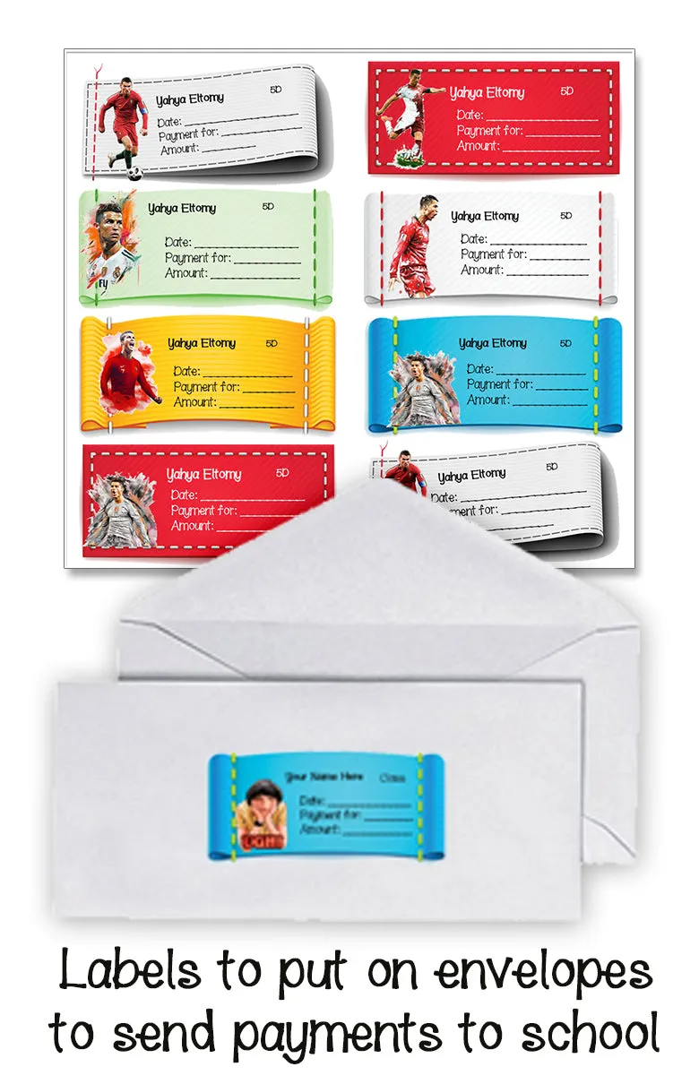 ""Ronaldo" School labels packs