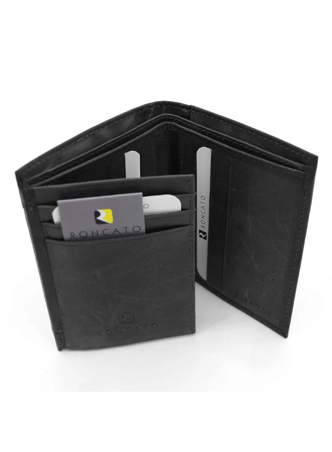 R Roncato Leather Wallet, Equipped With Spaces for Credit Cards, Documents in Card Format and Banknotes