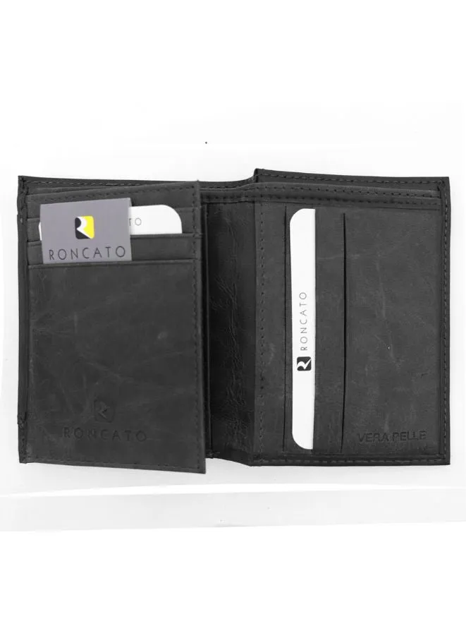 R Roncato Leather Wallet, Equipped With Spaces for Credit Cards, Documents in Card Format and Banknotes