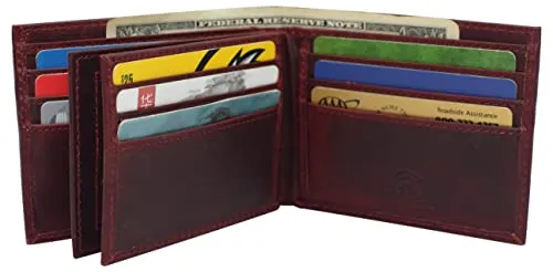 Real Cowhide Leather Mens Wallet RFID Blocking Multi Card Holder Wallets for Men Bifold Wallet