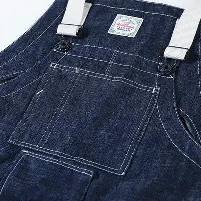 Redtornado-Mens retro American workwear denim backpack pants loose suspenders work pants pants 12OZ original cow jeans