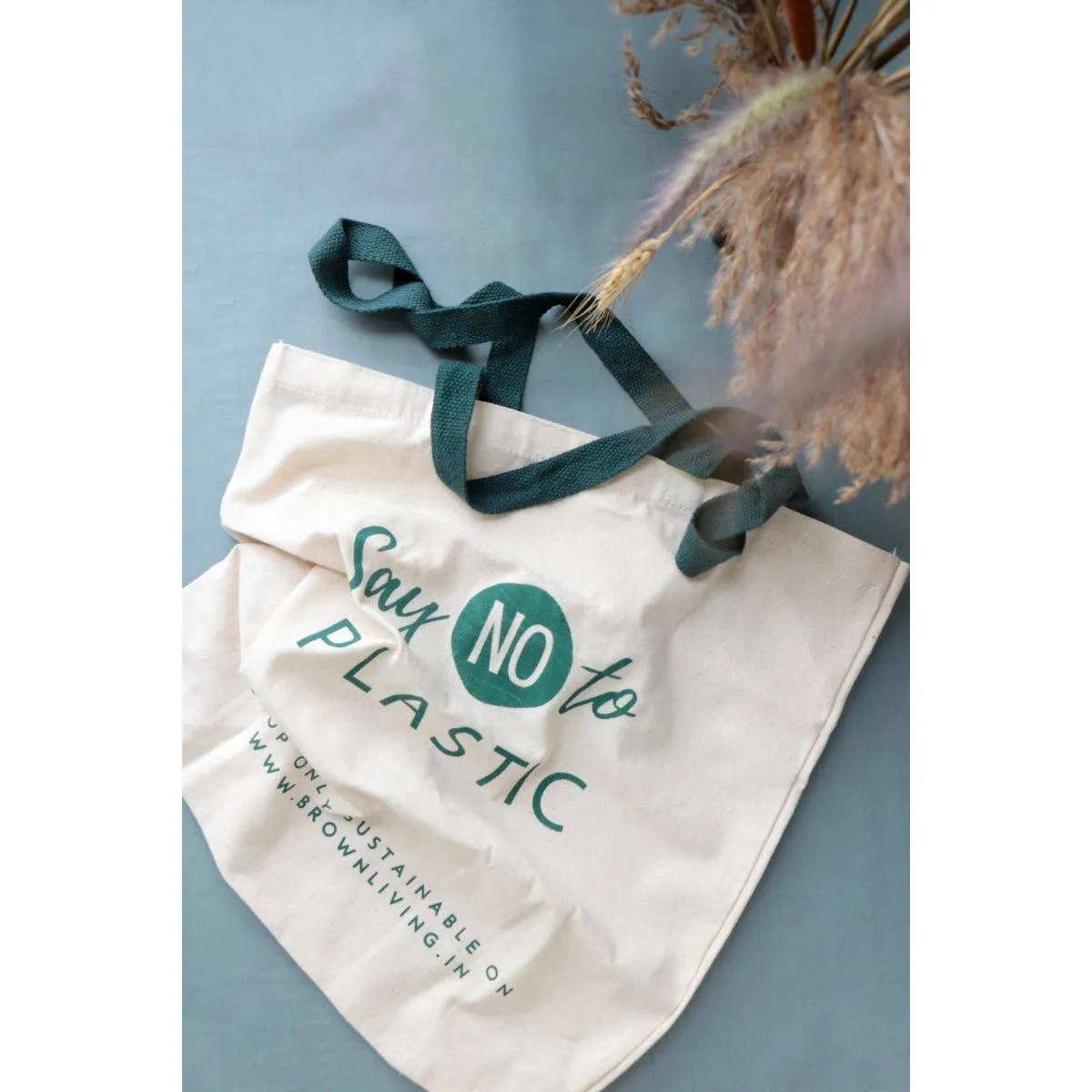 Reusable Cotton Tote Bag - Say No To Plastic - Off White