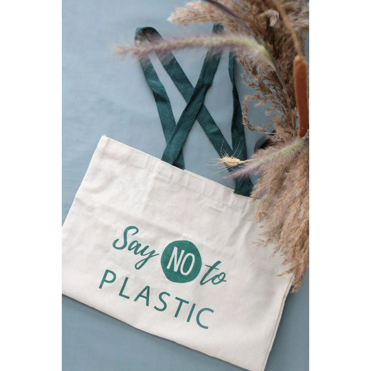 Reusable Cotton Tote Bag - Say No To Plastic - Off White