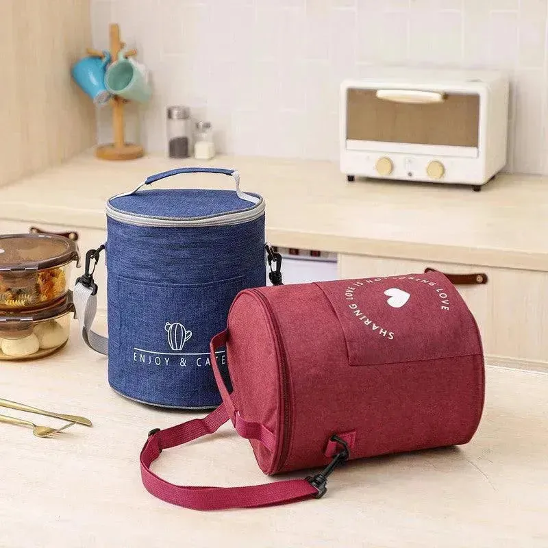 Round Insulated Lunch Box Bag Thick Aluminum Foil Lunch Box