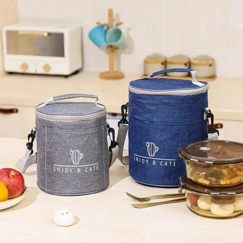 Round Insulated Lunch Box Bag Thick Aluminum Foil Lunch Box