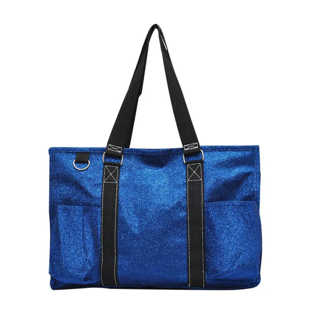 Royal Blue Glitter NGIL Zippered Caddy Organizer Tote Bag