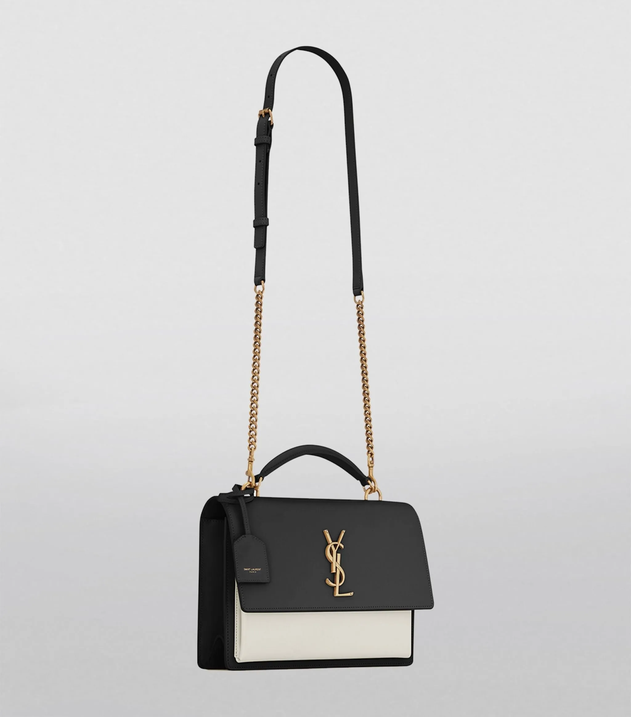 Saint Laurent Medium Sunset Bag Cream Black Gold Hardware