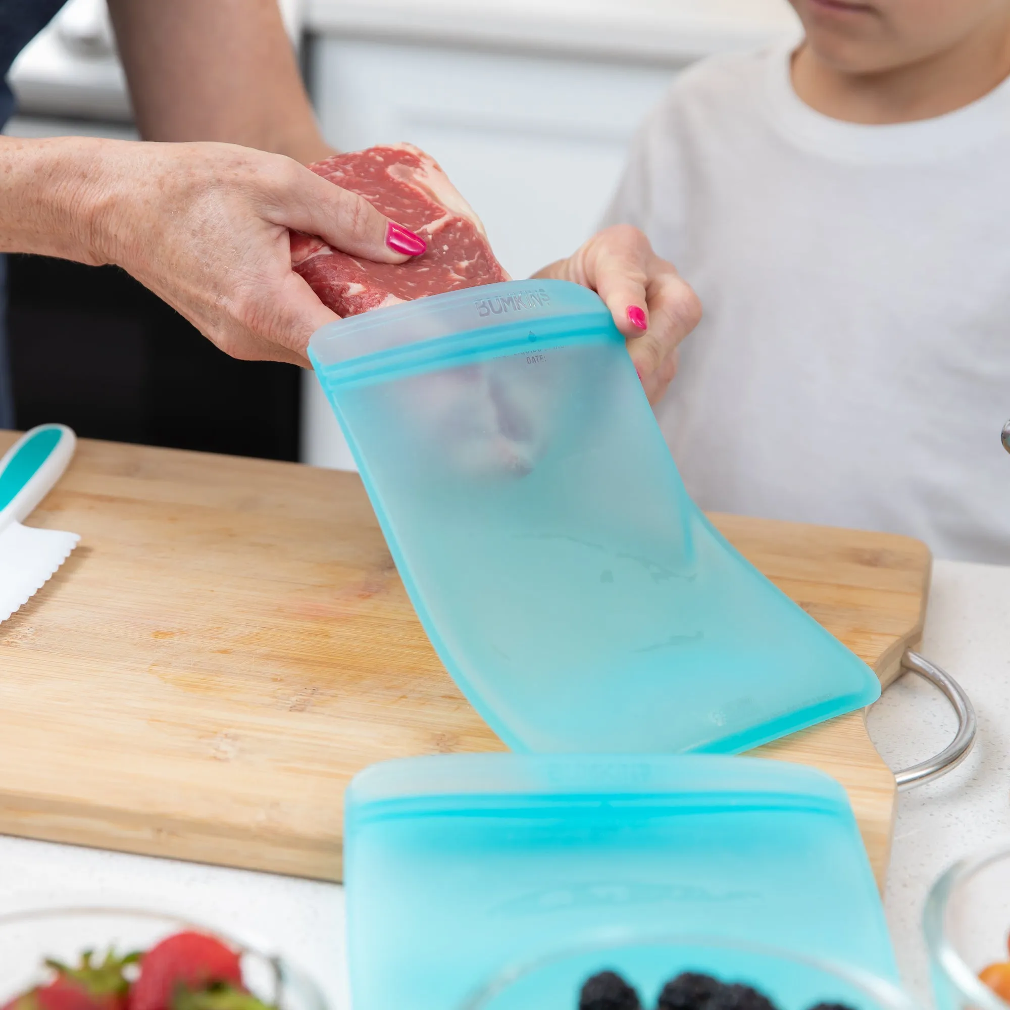 Silicone Flat Reusable Bag 2 Pack, Blue