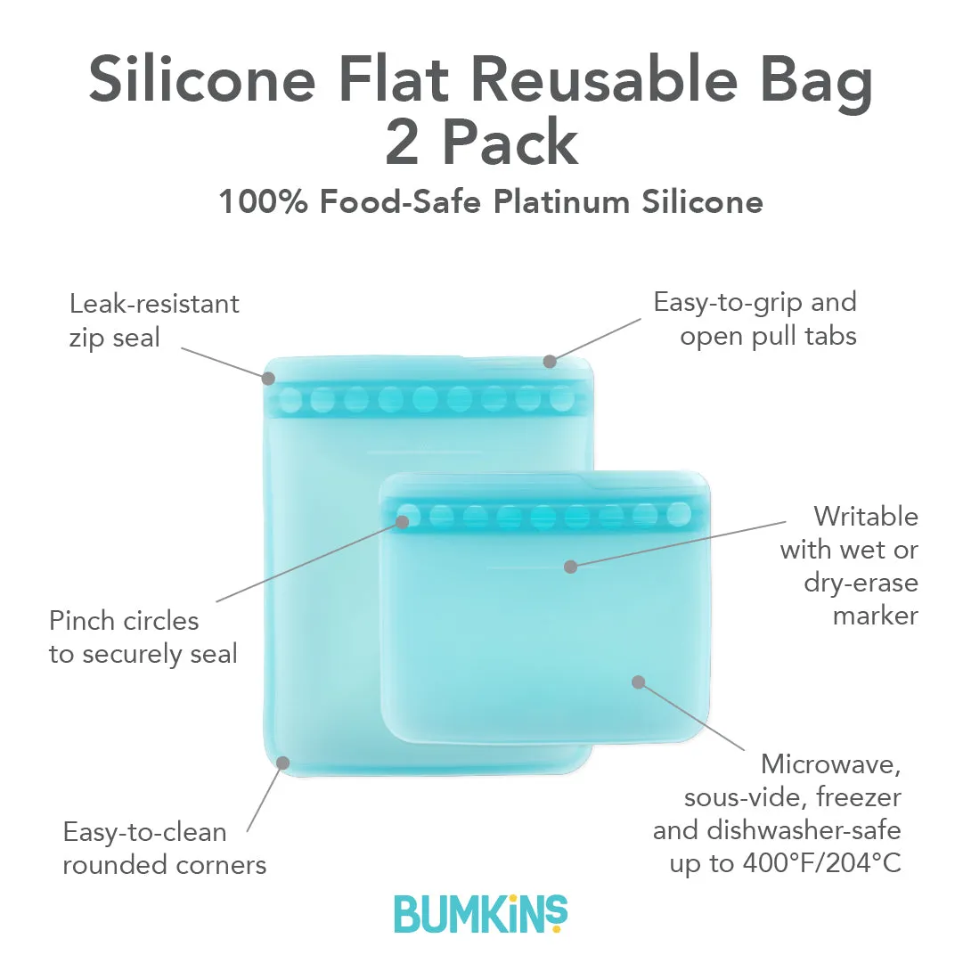 Silicone Flat Reusable Bag 2 Pack, Blue