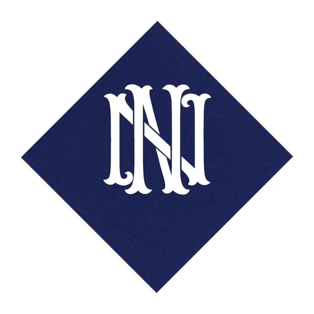 Single Initial Cocktail Napkins in NAVY