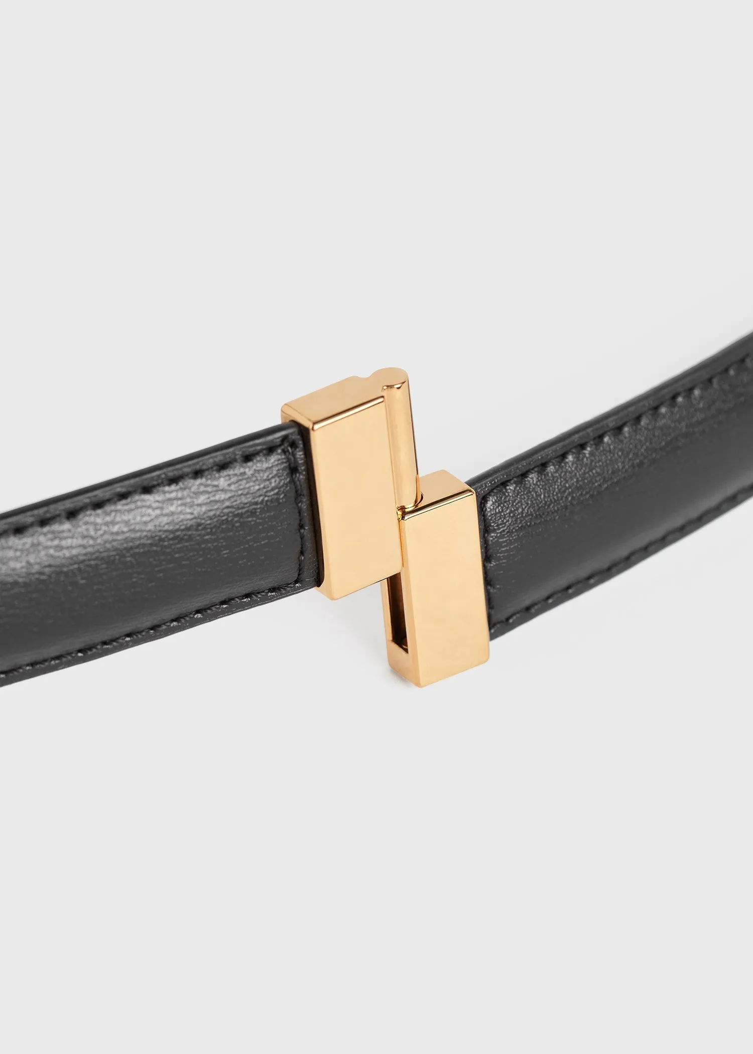 Slide clasp leather belt black