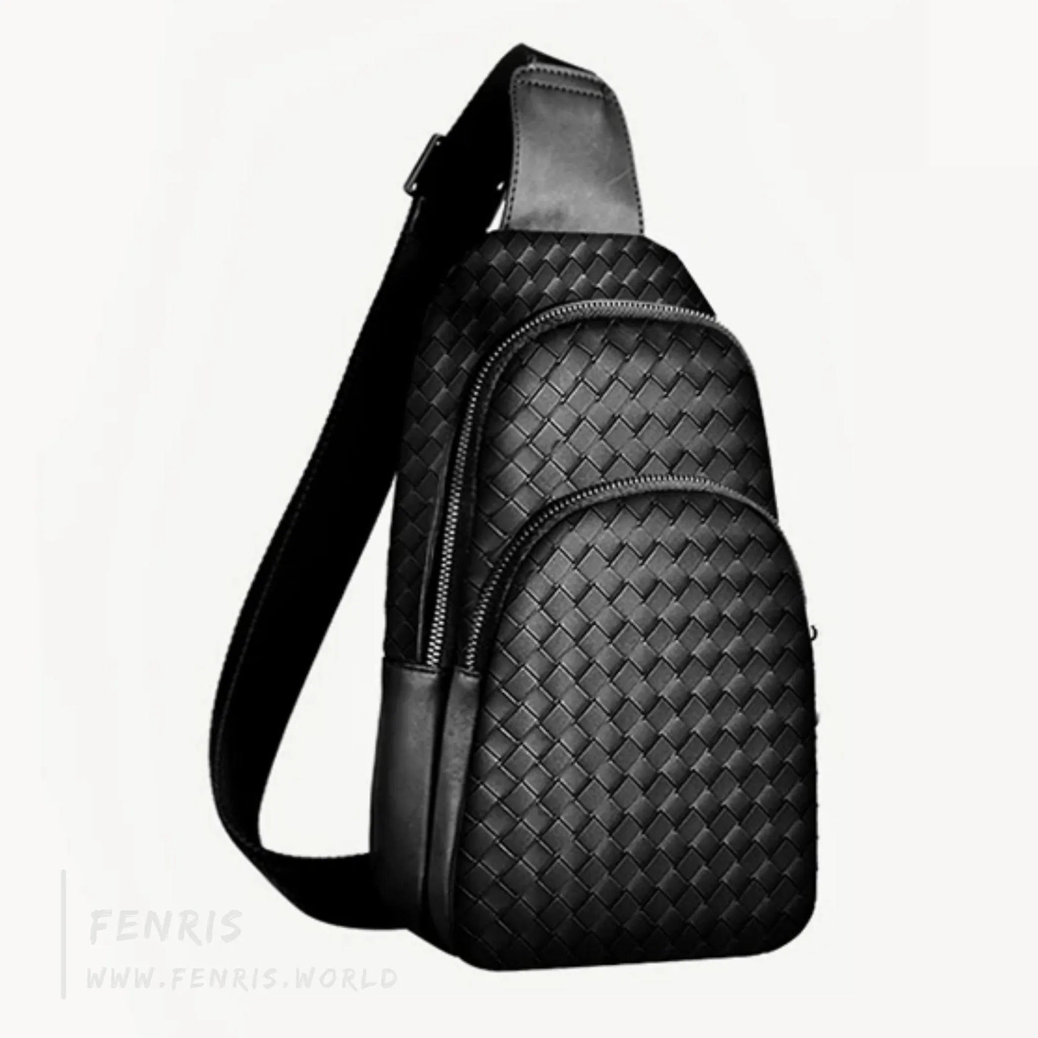 Sling Bag Black Woven Leather - Fenris