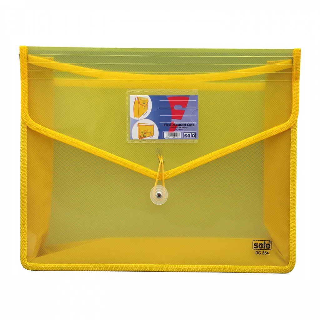 Solo Flexi Document Bag With Xtra Net Pocket Yellow A4 DC 554