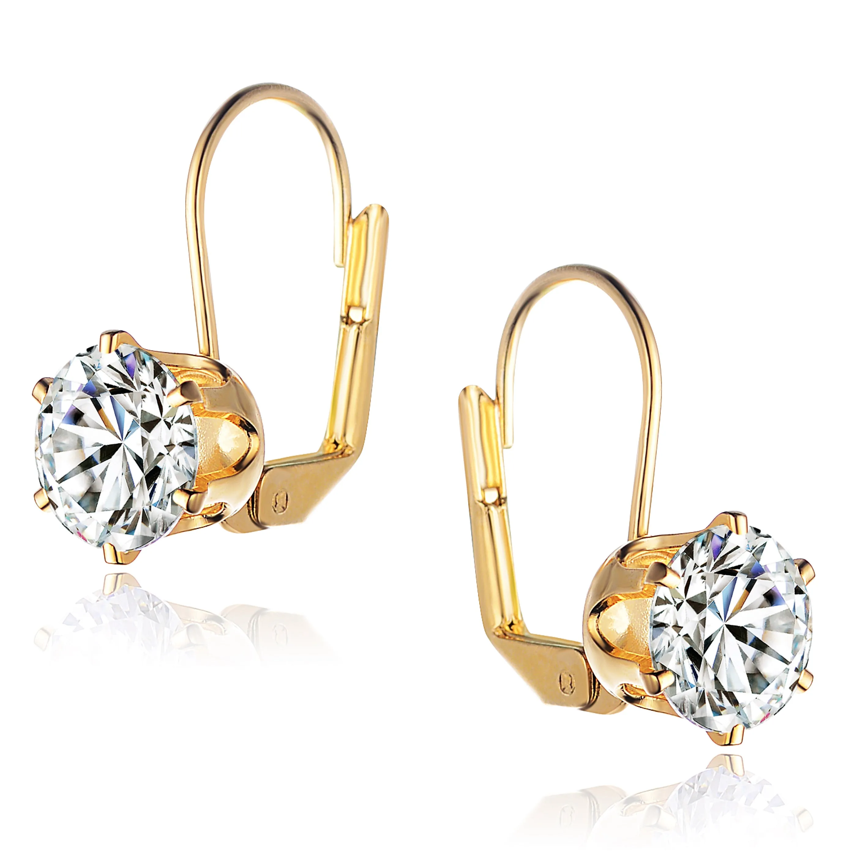 Sterling Silver Cubic Zirconia Classic Leverback Earrings