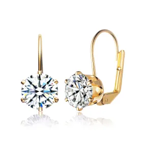 Sterling Silver Cubic Zirconia Classic Leverback Earrings