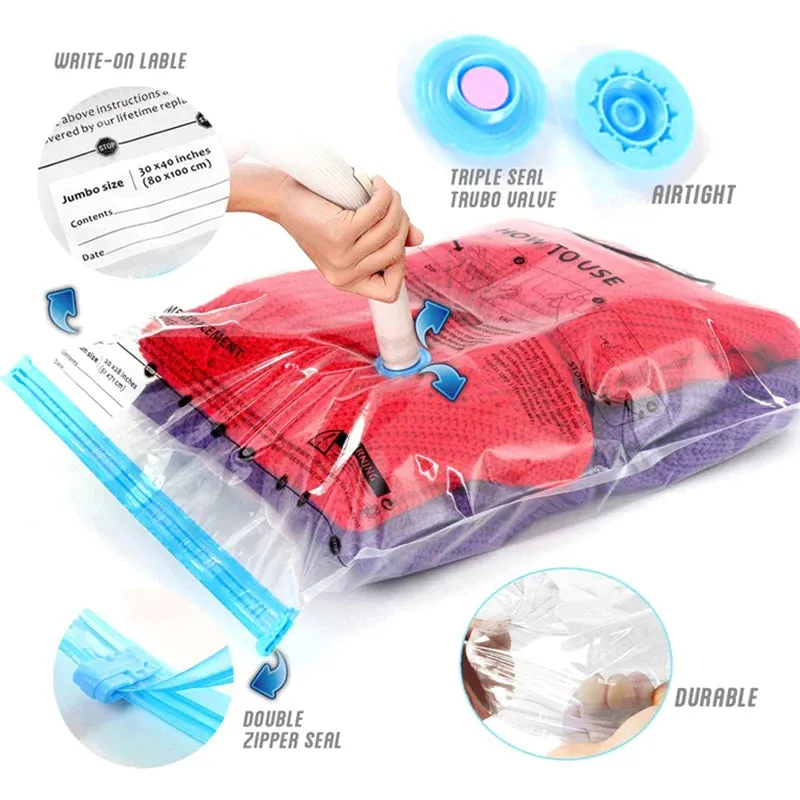 Storage Bag Vacuum Bag Home Organizer Transparent Border Foldable Clothes Organizer Seal Compressed Travel Saving Space Bag