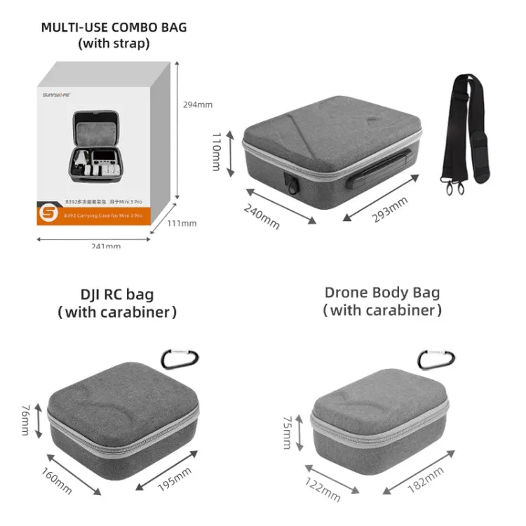 Sunnylife Drone Protective Storage Bag for DJI Mini 3 Pro,Style: Can Hold 6 Battery Bag