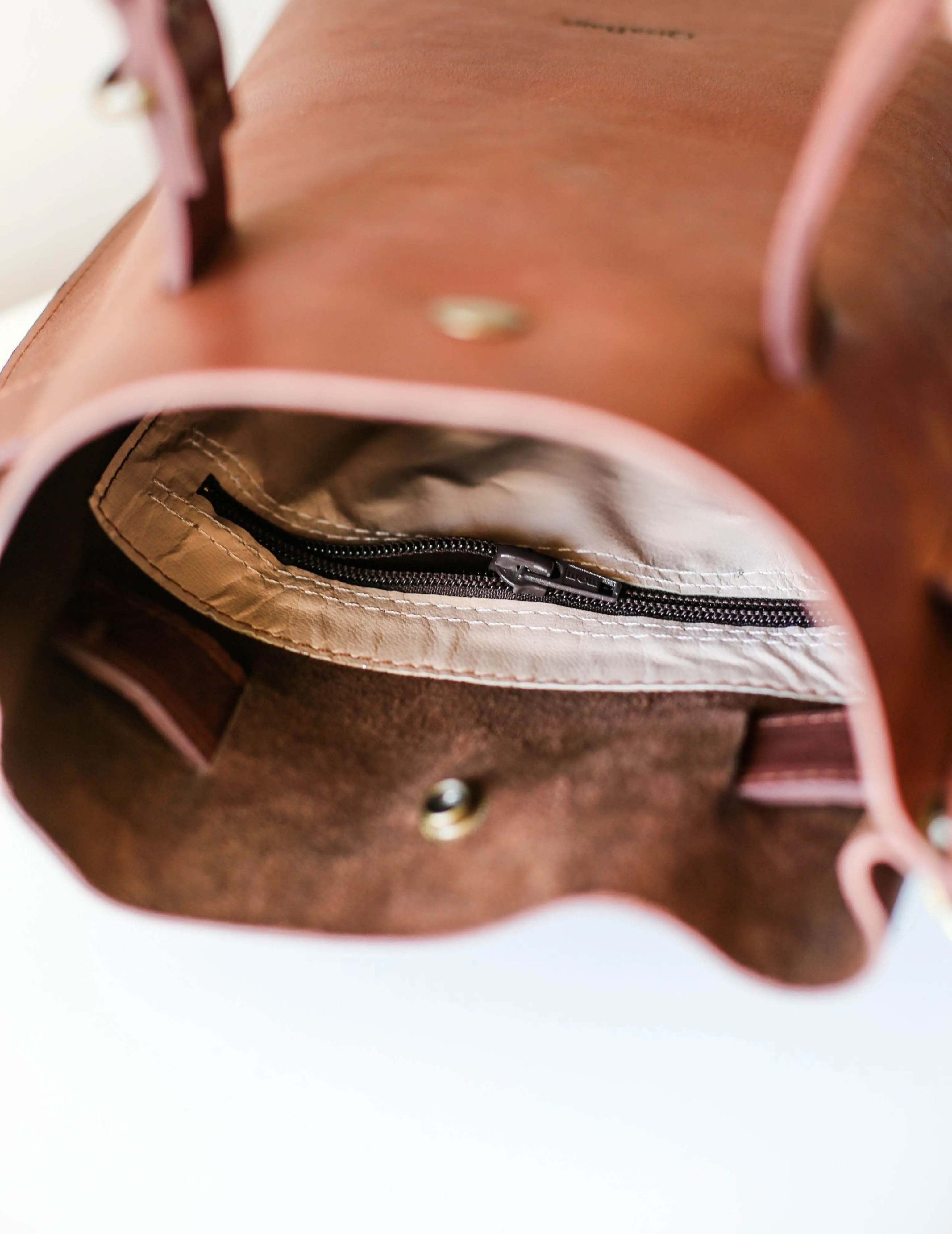 Taupe Mini Leather Backpack