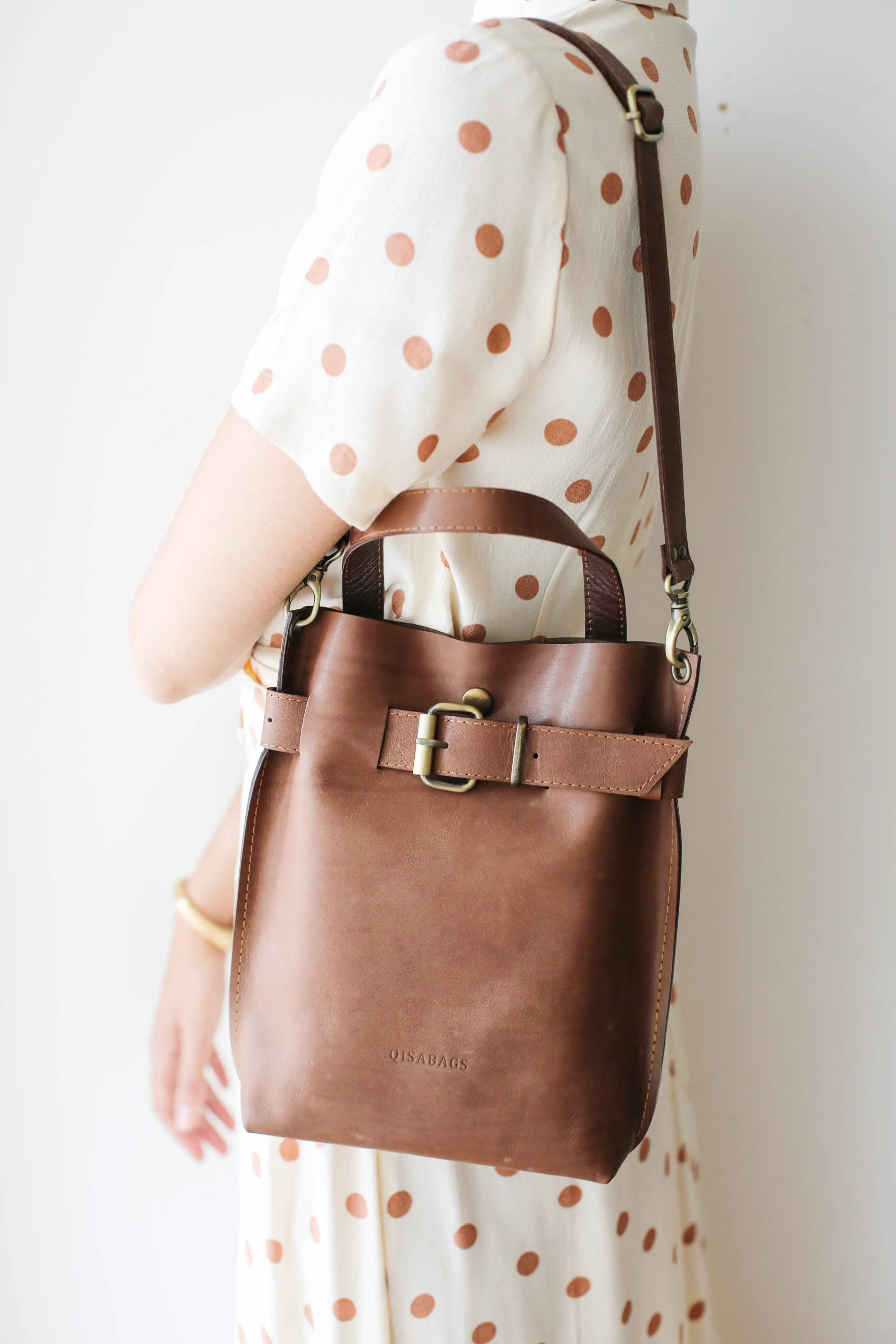 Taupe Mini Leather Backpack