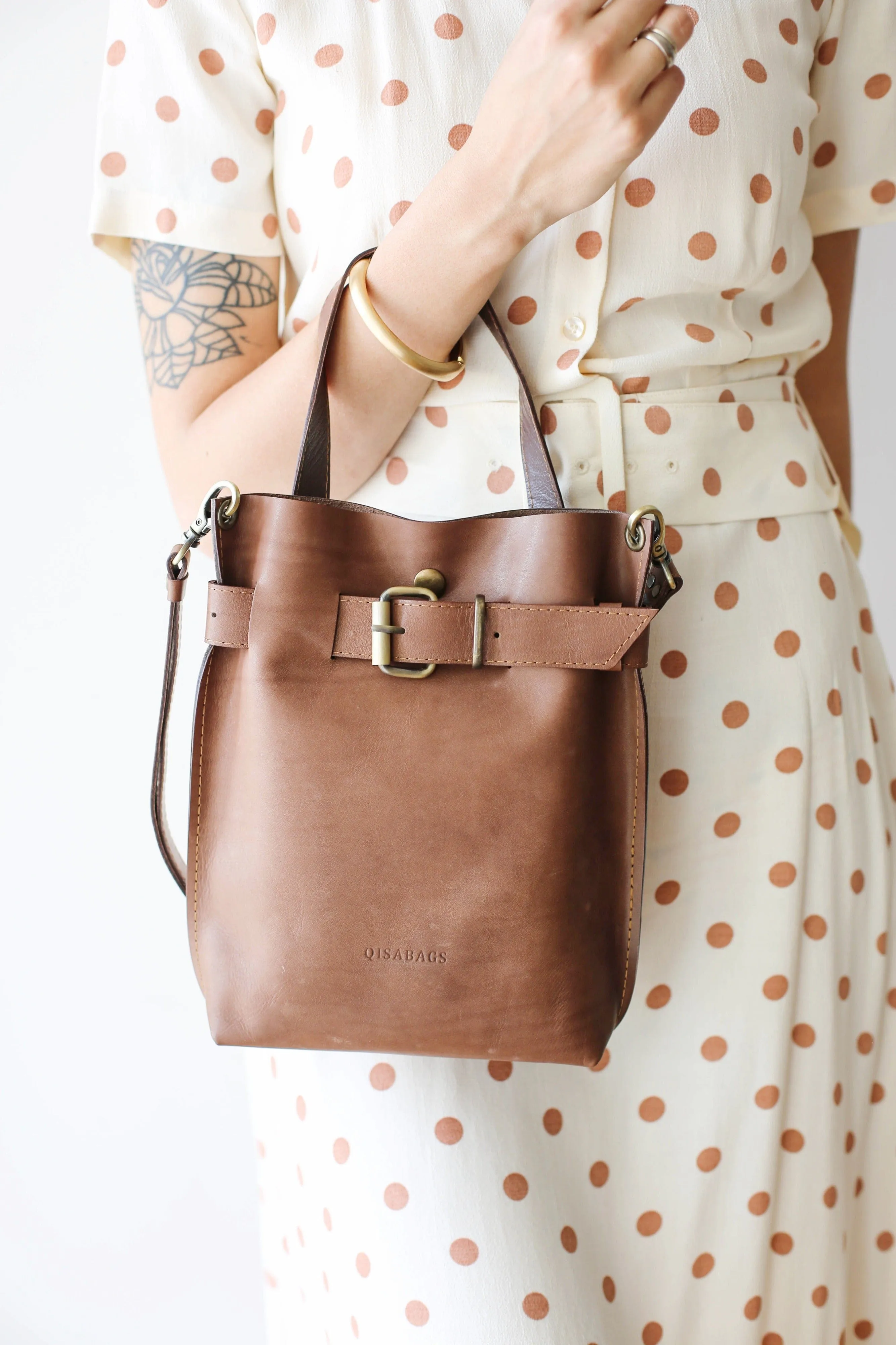 Taupe Mini Leather Backpack