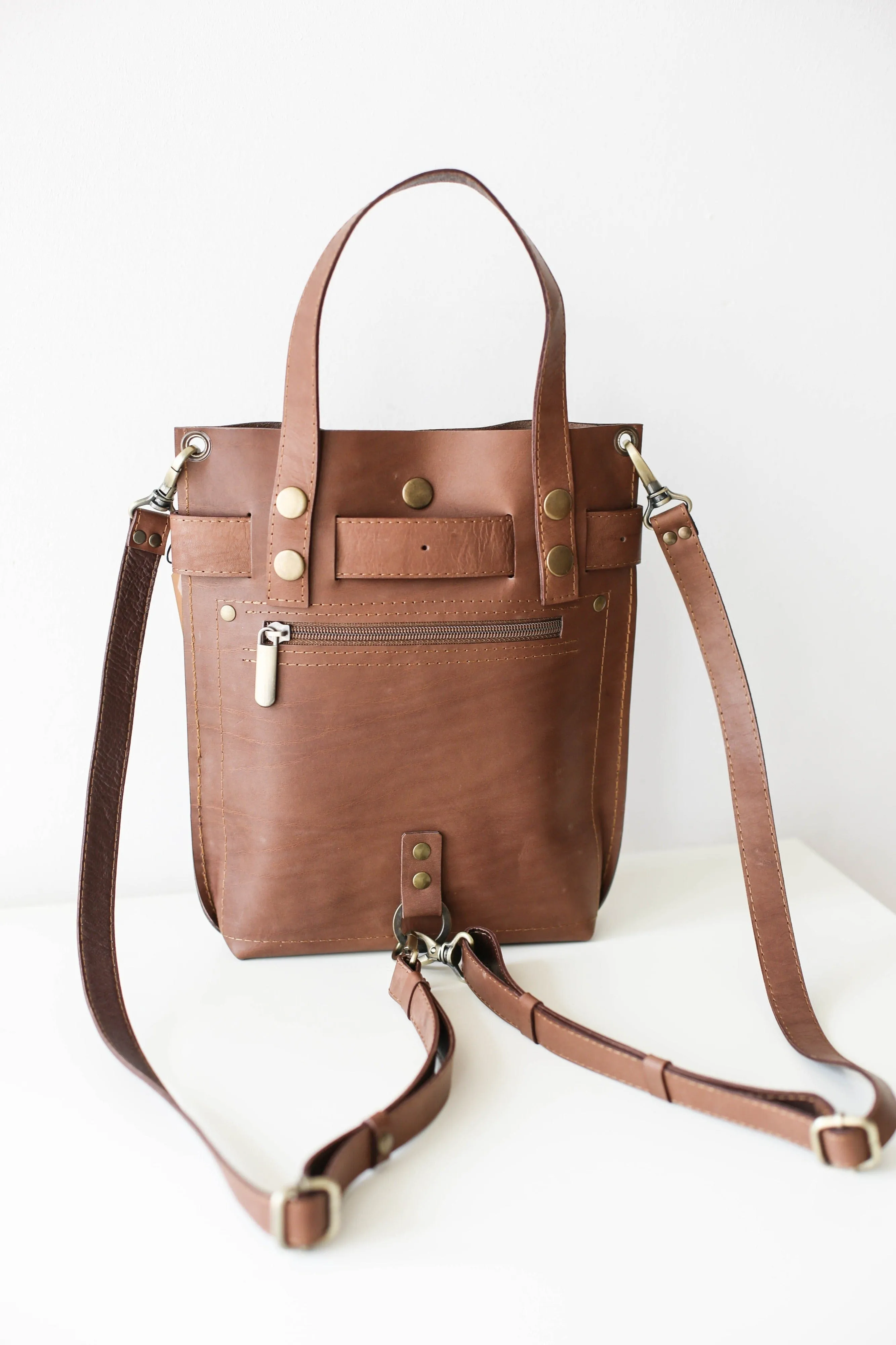 Taupe Mini Leather Backpack