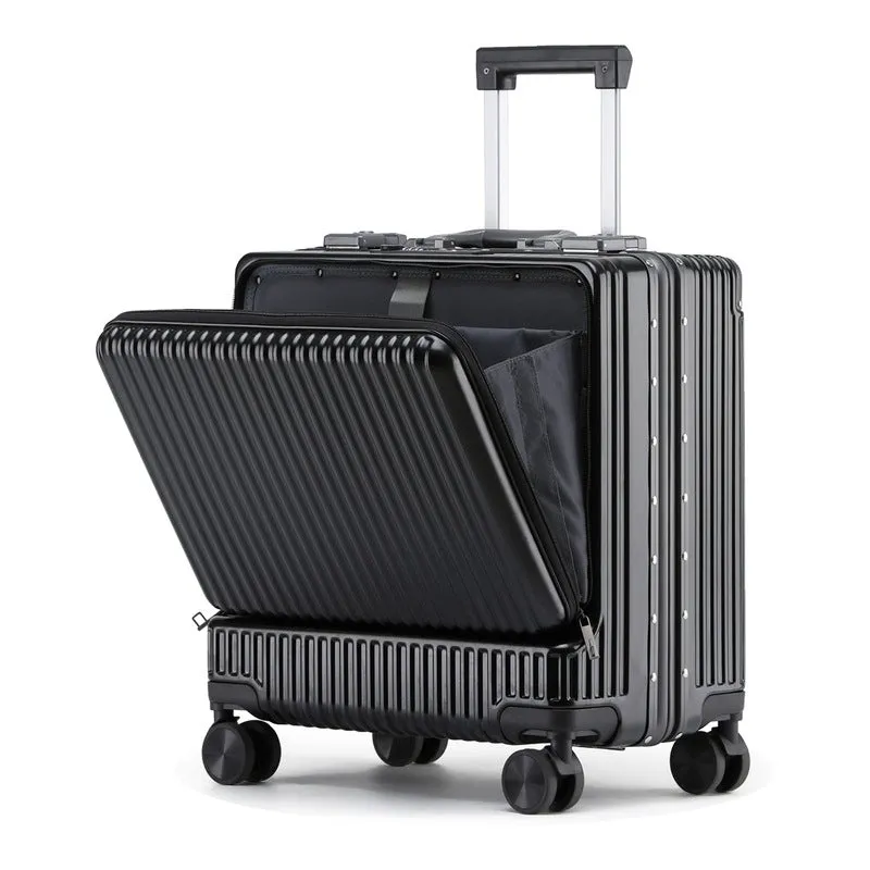 THE CLOWNFISH JetSetter Series Carry-On Luggage PolyCarbonate Hard Case Suitcase Eight Spinner Wheel 14 inch Laptop Trolley Bag with TSA Lock & USB Charging port- Grey (47 cm-18.5 inch)