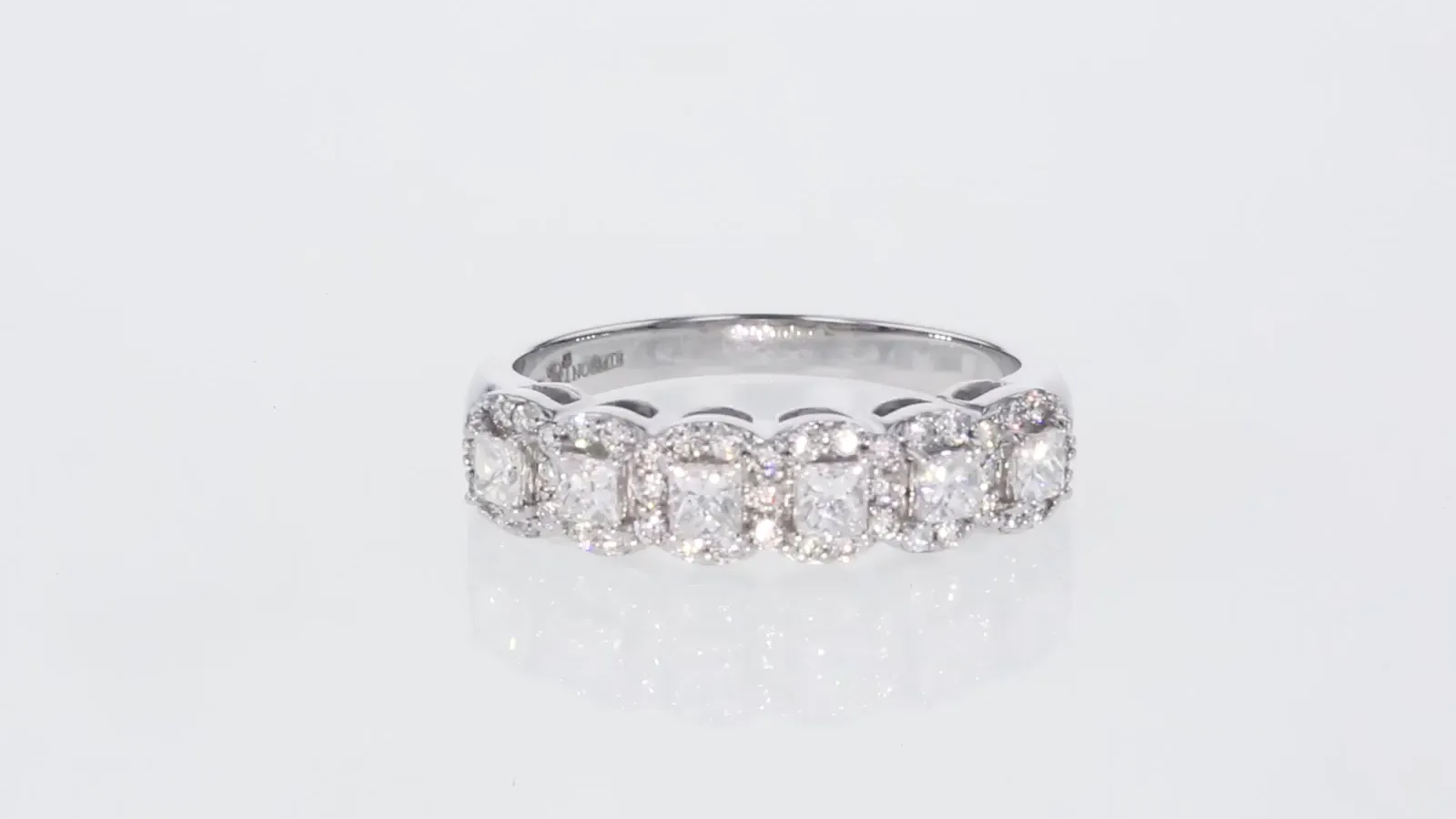 The Lab Grown Princess Diamond Halo Half Band Ring