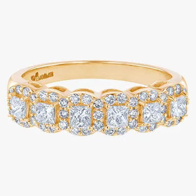 The Lab Grown Princess Diamond Halo Half Band Ring