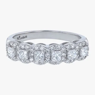 The Princess Diamond Halo Half Band Ring