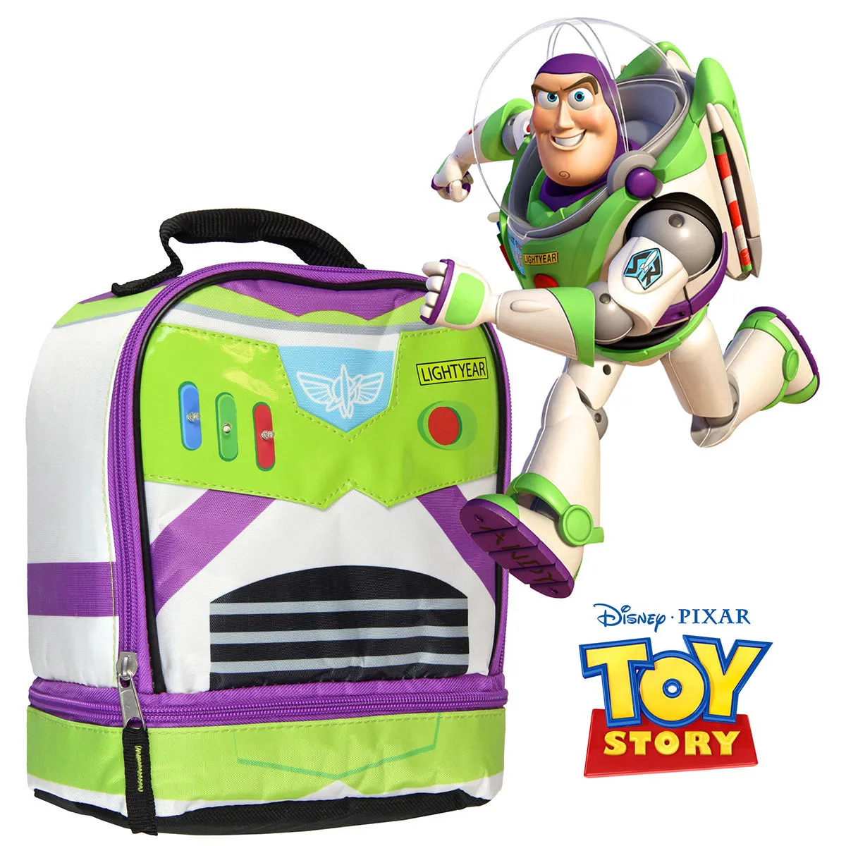 Toy Story Buzz Lightyear Dual Compartment Insulated Kids Lunch Bag Tote