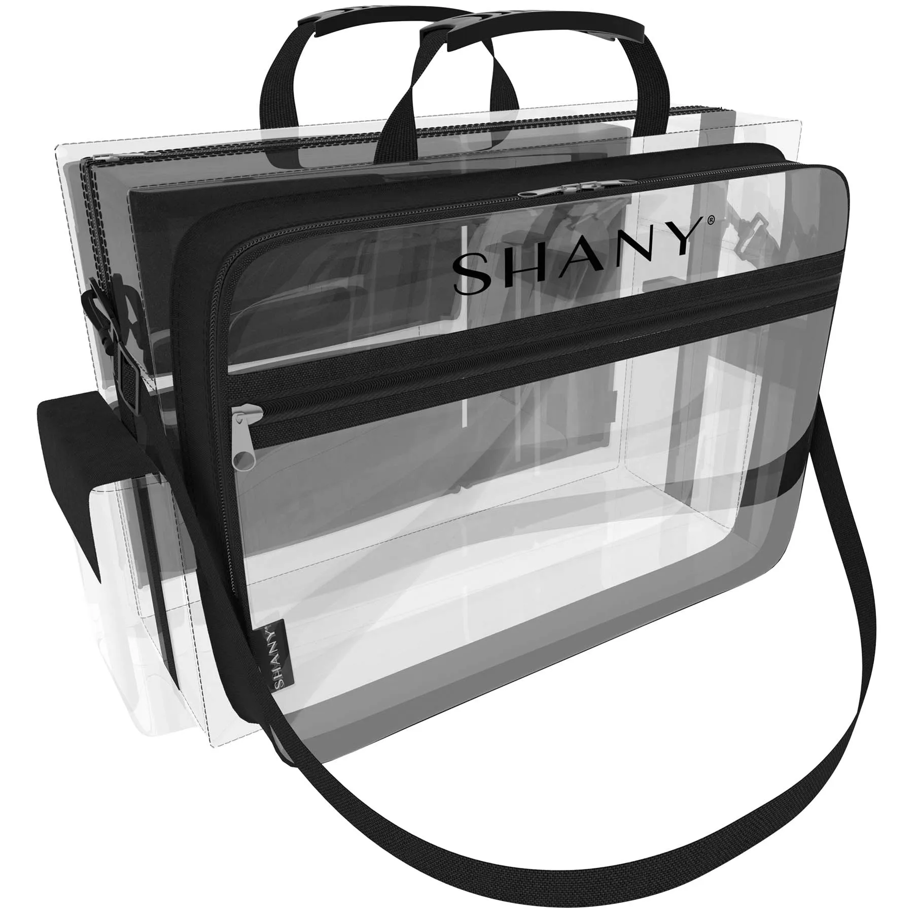 Traveling Makeup Artist Bag with Removable Compartments - Clear/Black