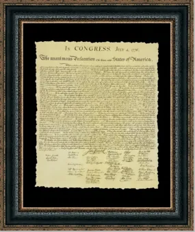 USA Declaration | Custom Framed Historic Document on Archival Paper | 25L X 21W Inches