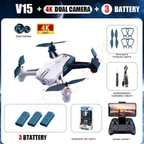 V15 4k Professional Drone With 1080P HD Dual Camera RC 200 Meters Quadcopter Aircraft