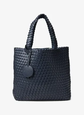 Vegan Woven Navy/Metallic Tote