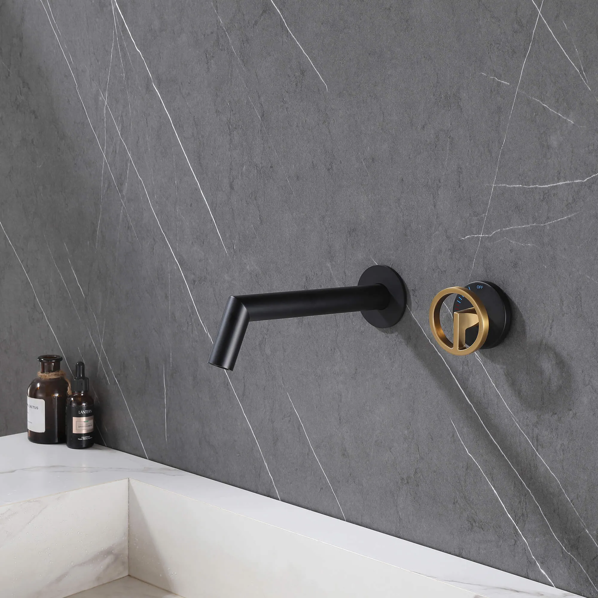 Wall Mount Bathroom Sink Faucet Industrial Style Fashion Design Matte Black JK0291