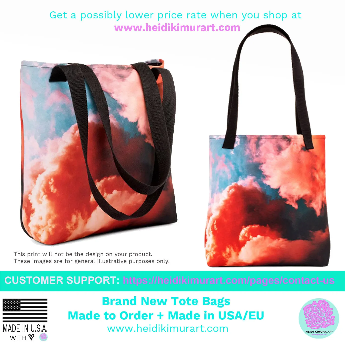 White Marble Tote Bag, Marbled Print Designer 15"x15" Designer Best Quality Tote Bag- Made in USA/EU