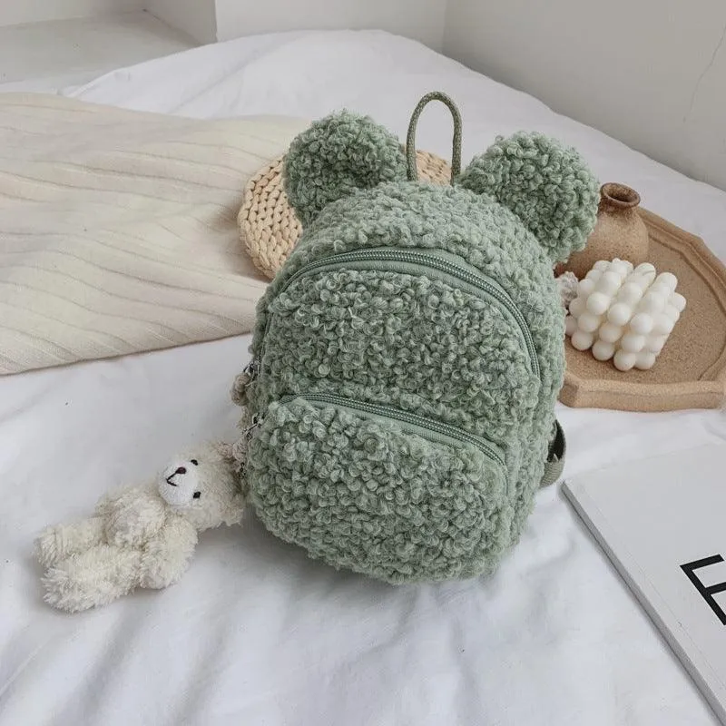 Wild Travel Cartoon School Bag – Adorable Woolen Backpack for Kids