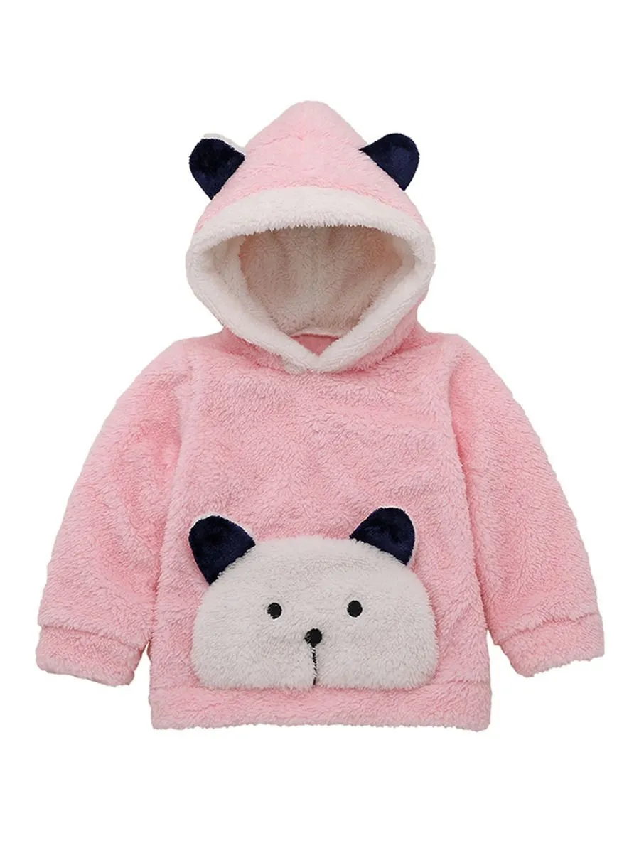 Winter Cute Infant Baby Panada Style Fleece-lining Hoodie 3-Color