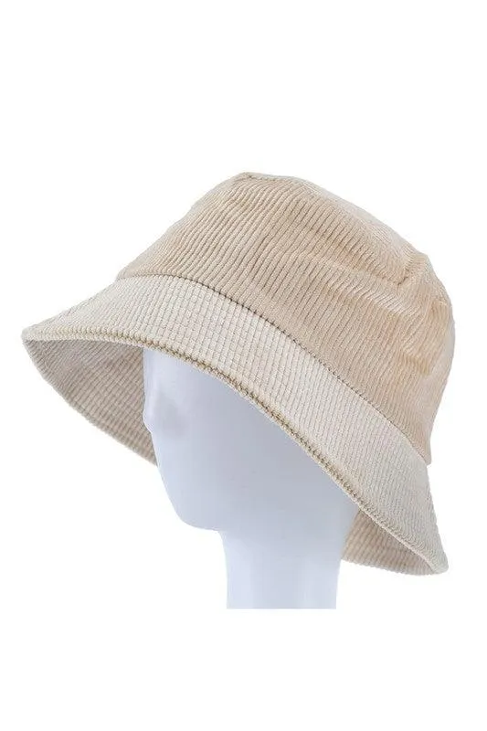 Woman Solid Color Corduroy Bucket Hat